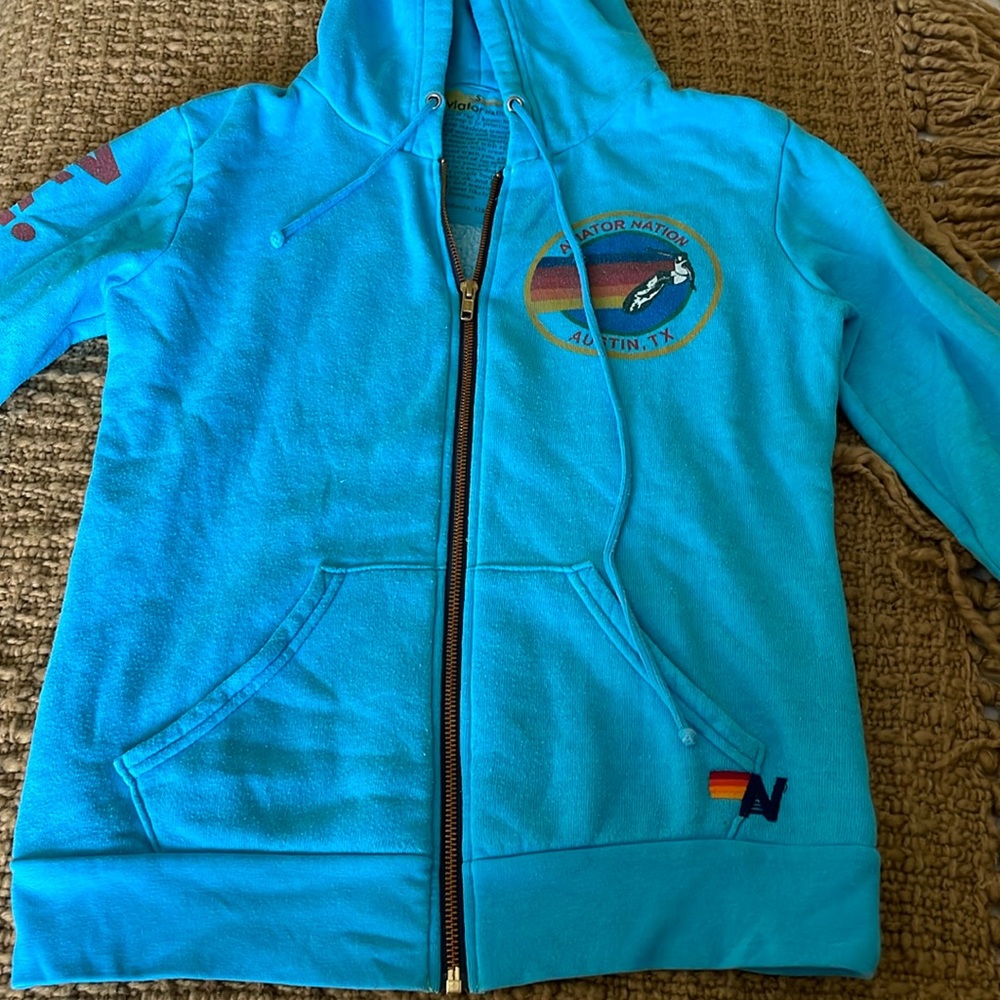 Super cute Aviator Nation zip front sweatshirt.